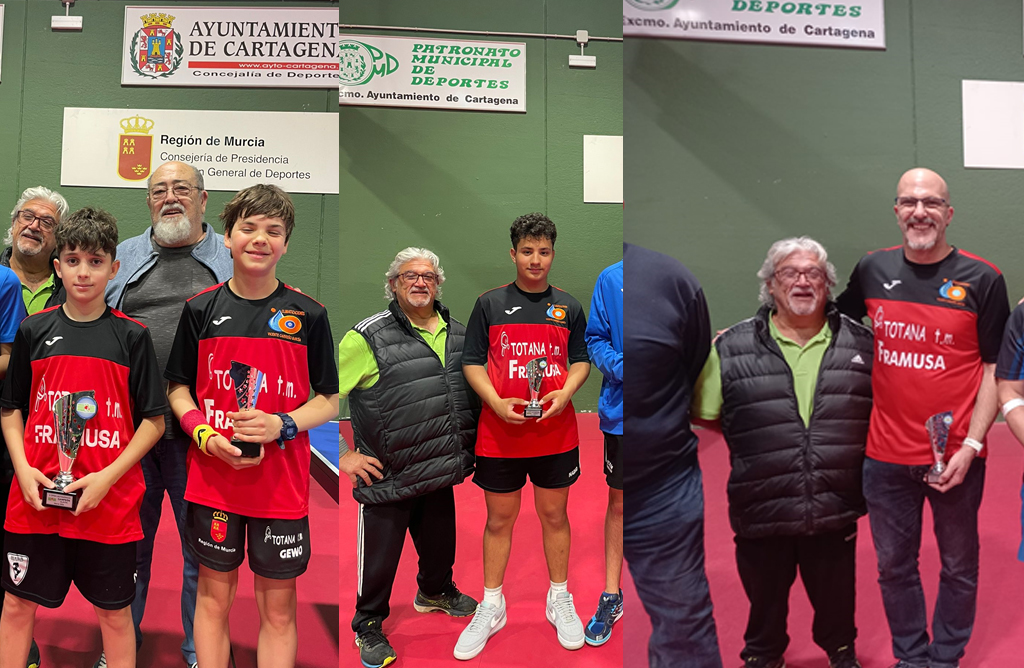 Cuatro podios para los deportistas totaneros en el II Open Regin de Murcia de Tenis de Mesa